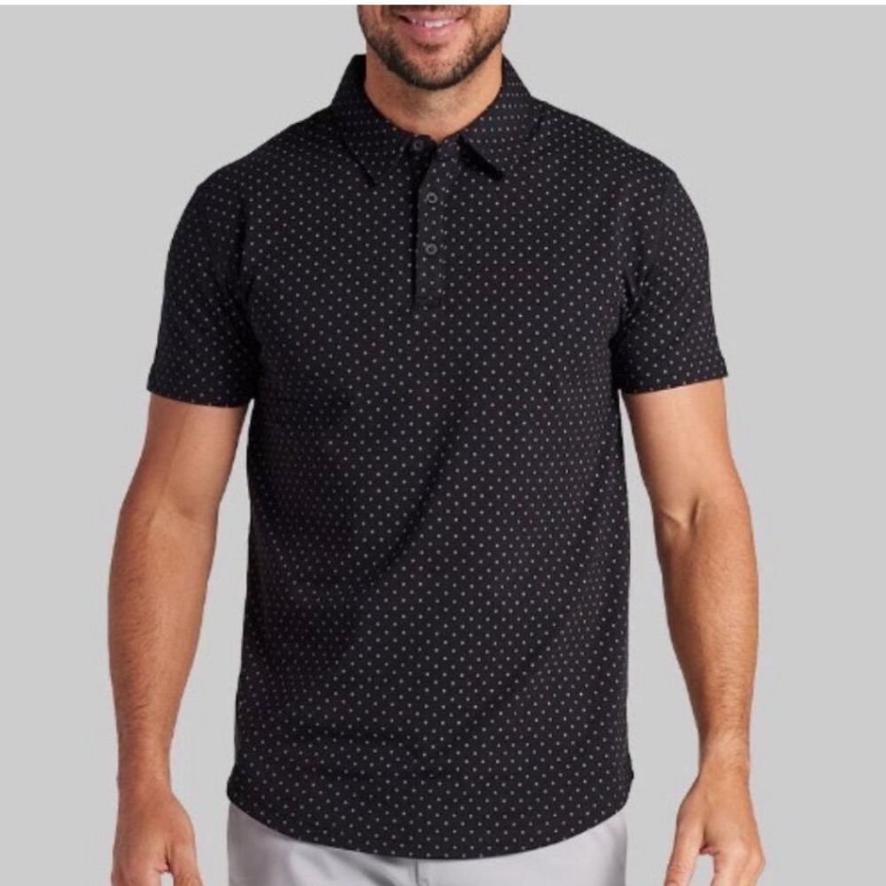 BYLT Premium Basics Drop Cut LUX Dotted Polo Large Black